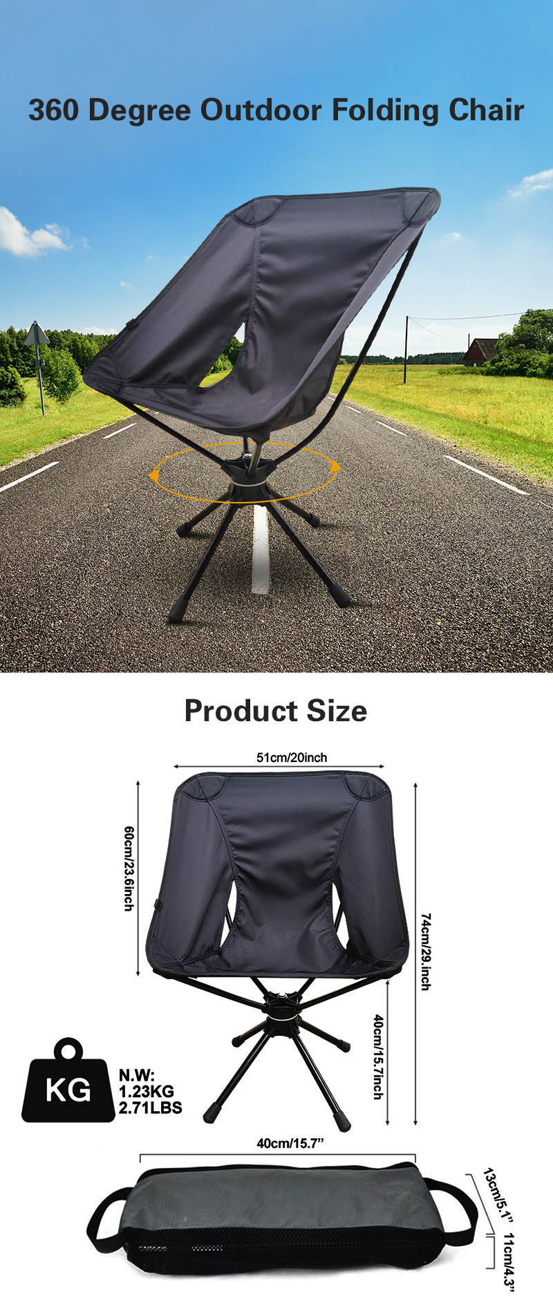silla de camping hasta 150kg