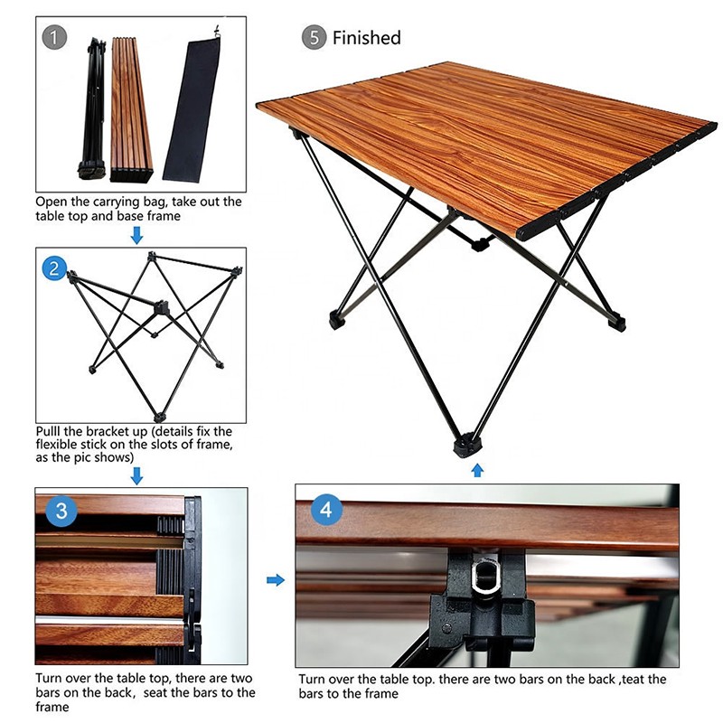 mesa de camping plegable de aleación de aluminio