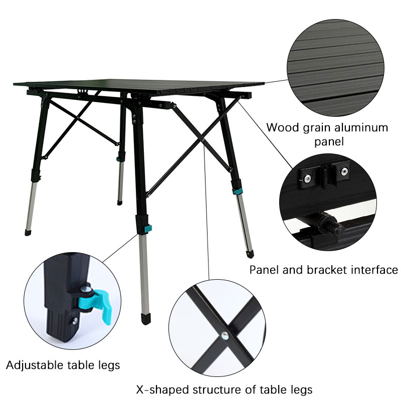 mesa plegable de aluminio ajustable