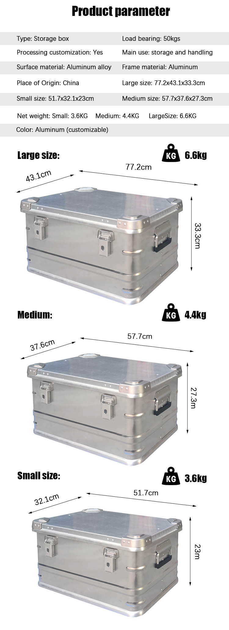 caja de almacenamiento de aleación de aluminio para exteriores