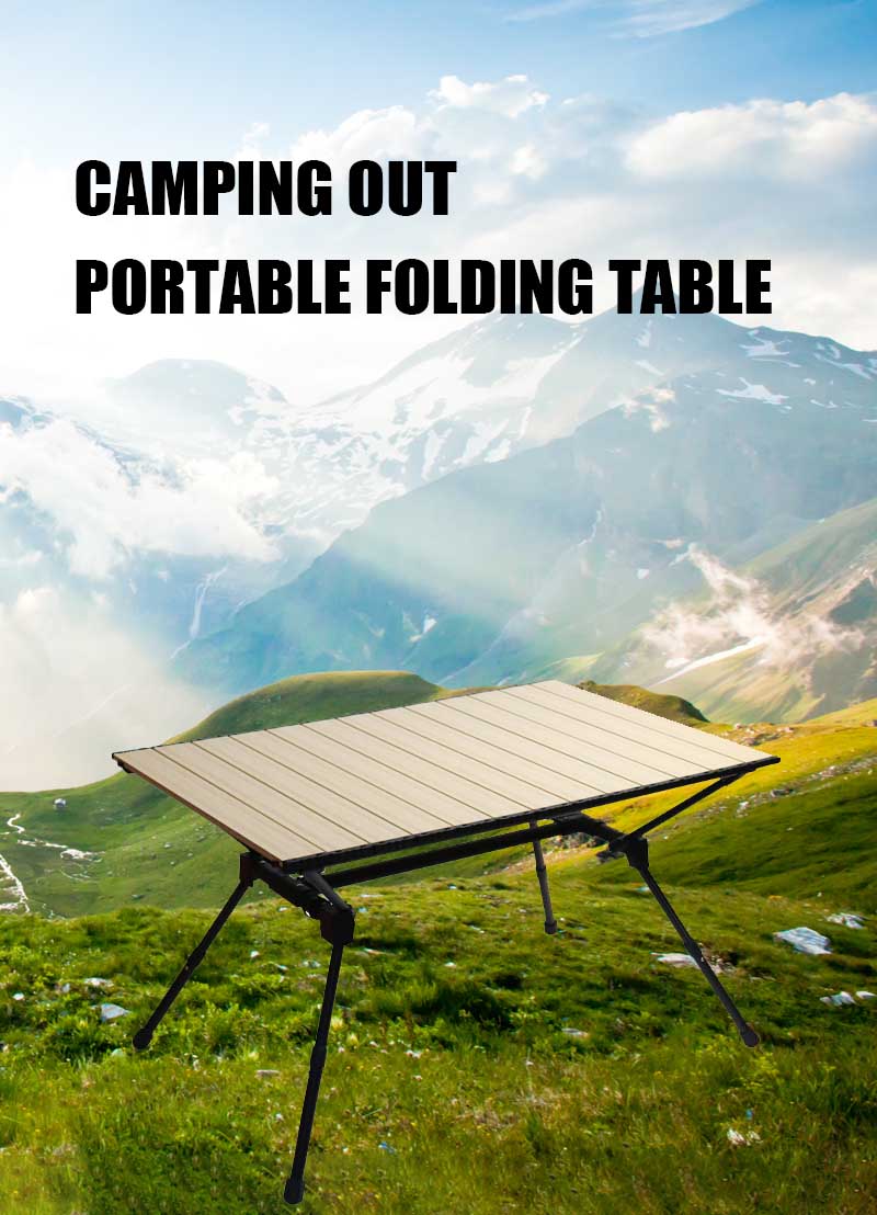Mesa de camping con soporte de diseño único