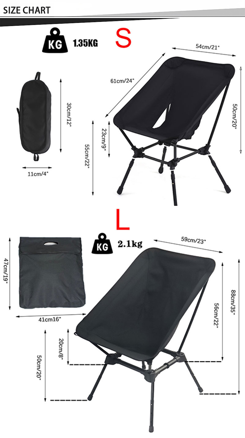 silla de camping de altura ajustable