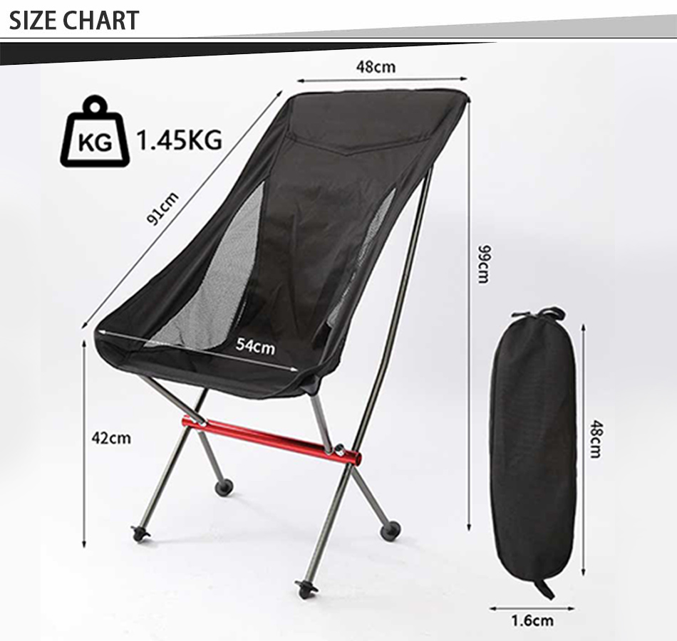 Silla de camping con sillón reclinable.