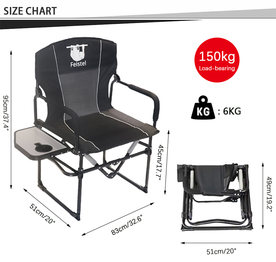 Tamaño de la silla de director plegable.