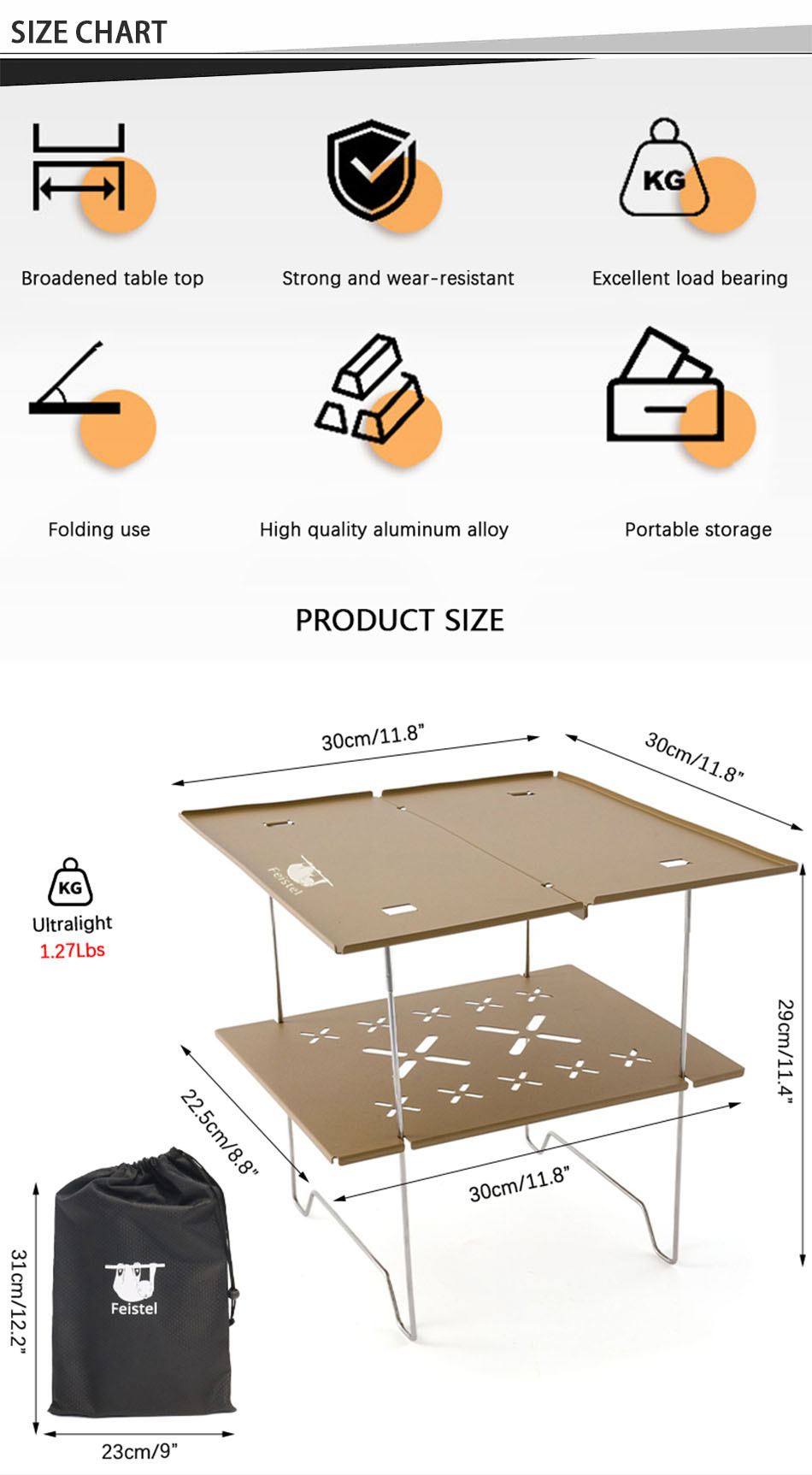 tabla plegable de mesa de camping