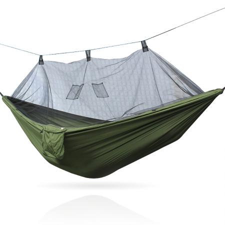 Hamaca que acampa del paracaídas de nylon ligero doble al aire libre con la red de mosquito 