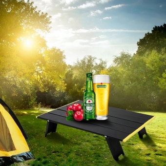Mesa de camping plegable portátil OEM, mesas enrollables compactas de aluminio con bolsa de transporte para barbacoa al aire libre, camping, picnic, senderismo, mochilero