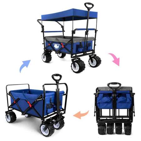 Vagón utilitario plegable para senderos de jardín al aire libre para niños con cubierta reemplazable 