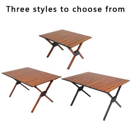 Mesa para acampar al aire libre, mesa de aluminio, mesa plegable con diseño de madera, mesa para acampar al aire libre, ligera para acampar, playa, patios traseros, fiesta de barbacoa 