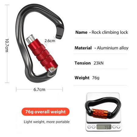 Gancho de seguridad de aleación de aluminio con clip de mosquetón de escalada personalizado al por mayor 
