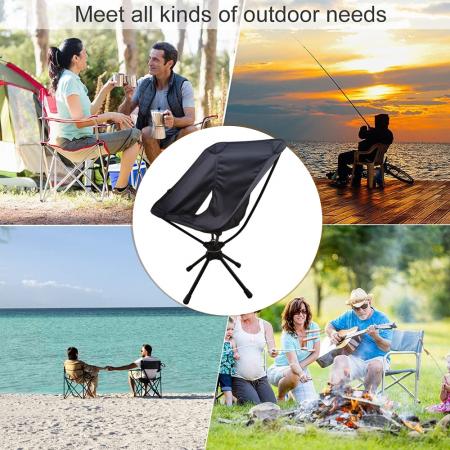Silla giratoria para picnic, playa, pesca, silla plegable, silla ligera para mochileros al aire libre 