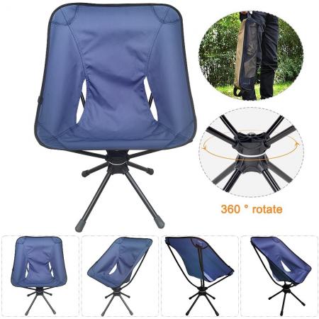 Silla giratoria para acampar al aire libre, silla plegable ligera y duradera de aleación de aluminio, silla giratoria giratoria 360 con bolsa de transporte 