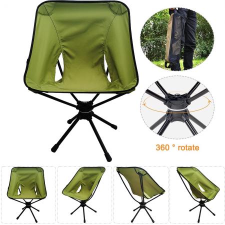 silla giratoria de camping ligera de 360 grados para exteriores para pescar y viajar 