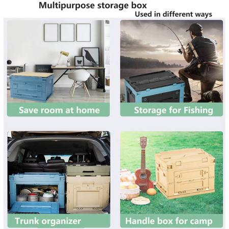 Caja de almacenamiento plegable de plástico para acampar, caja de almacenamiento plegable para exteriores para coche, 20L, 28L, 50L, 65L, 80L 