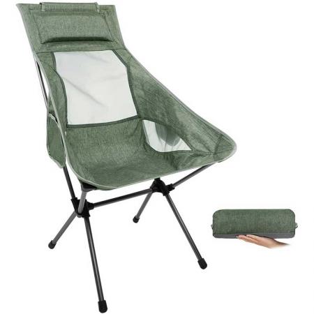 silla para acampar con respaldo alto , 330 lbs de capacidad , silla plegable portátil compacta y liviana para caminatas, viajes, picnic en la playa 