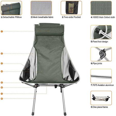 silla de camping compacta de venta caliente , silla plegable para exteriores , camping , picnics , senderismo 