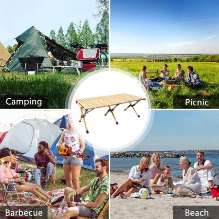 Mesa de madera para acampar, mesa de picnic plegable para exteriores, mesa de madera para campamento, barbacoa, fiesta de picnic, playa 