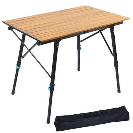 Mesa de altura ajustable, mesa de camping, mesa ligera plegable portátil para exteriores para picnic, playa, pata de mesa ajustable en altura 