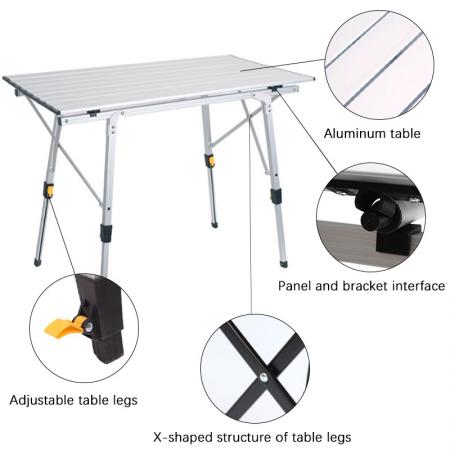 mesa ajustable portátil mesa de camping ajustable mesa de exterior ajustable en altura mesa plegable portátil ligera para picnic playa camping fiesta barbacoa 