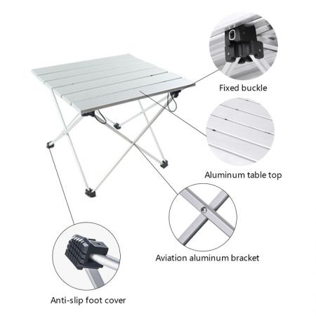 Mesa cuadrada portátil de aluminio enrollable para acampar liviana para pícnic de senderismo al aire libre 
