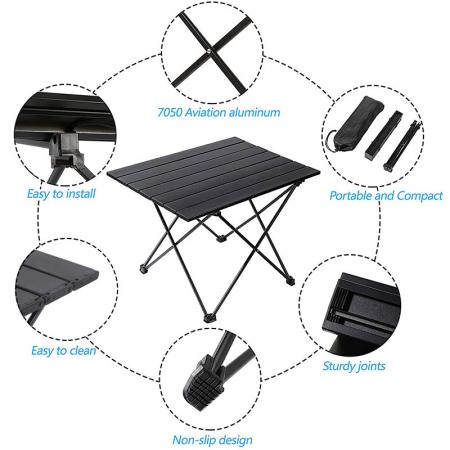 Mesa de playa plegable ultraligera, mesa de camping portátil con tablero de aluminio y bolsa de transporte 