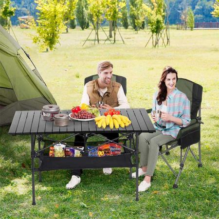 Mesa de picnic plegable enrollable de aluminio para acampar grande 