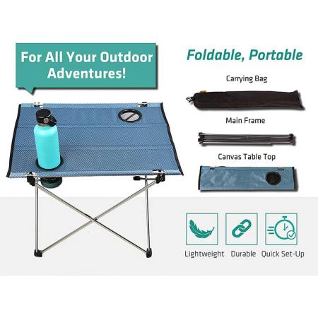 Mesa plegable para acampar al aire libre, mesa auxiliar portátil para picnic al aire libre 