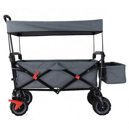 Carro plegable plegable para uso al aire libre, carro de jardín para patio con 2 soportes para bebidas y ruedas para acampar y hacer picnic 
