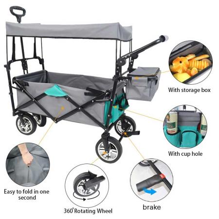 Carro plegable plegable de alta resistencia para acampar al aire libre, carro de jardín con ruedas universales 