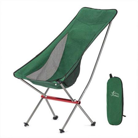 Silla de playa de aluminio, plegable, para acampar, con respaldo alto, ligera, con bolsa de transporte para senderismo al aire libre, mochilero 