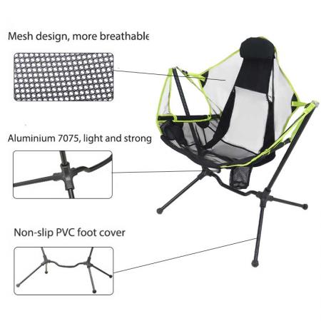 Mecedora plegable para acampar, columpio reclinable, columpio relajante, respaldo cómodo, silla plegable para exteriores 
