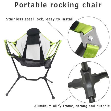 Mecedora plegable portátil para acampar al aire libre, columpio reclinable, columpio relajante, respaldo cómodo, silla plegable para exteriores 