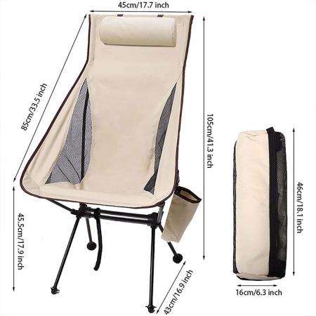 Silla de camping ligera, silla plegable portátil para exteriores, silla de playa plegable ultraligera de aleación de aluminio de aviación 