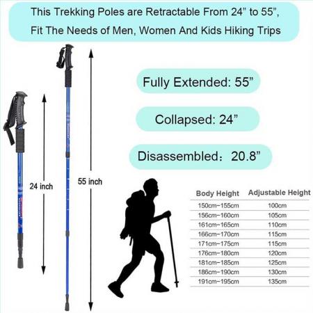 bastones de trekking para caminar - paquete de 2 con sistema antichoque y bloqueo rápido 