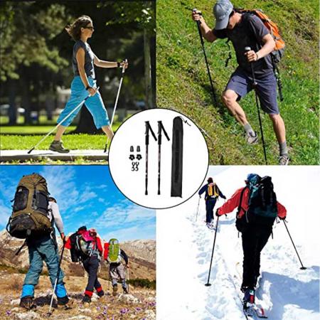 Bastones de trekking plegables telescópicos para caminar y acampar 