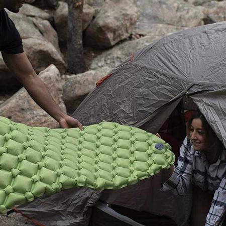 Colchoneta de espuma para dormir, almohadillas inflables para dormir para acampar, ultraligeras, impermeables para acampar, mochileros, senderismo, colchón de aire ligero para exteriores 