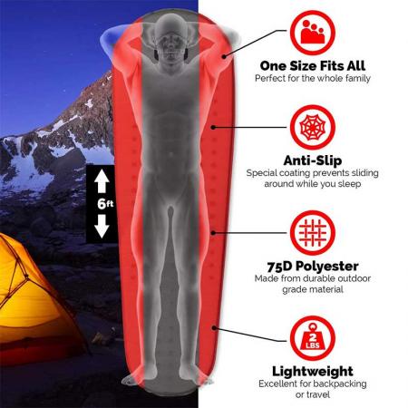 Colchón inflable para acampar, almohadilla para dormir autoinflable, relleno de espuma ligera para ir de excursión y acampar 
