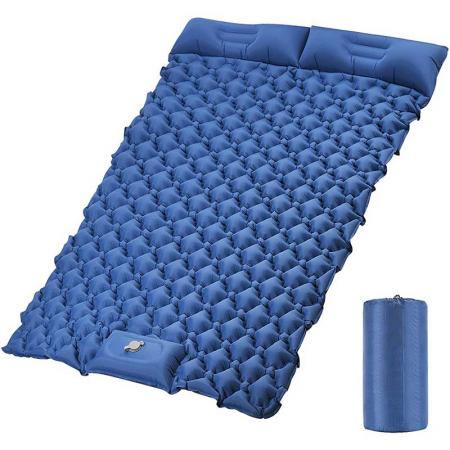 Colchoneta inflable para 2 personas con almohada de aire, colchoneta doble portátil para acampar y hacer senderismo 