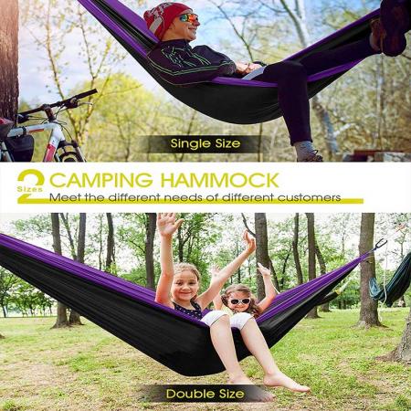 Hamaca de nailon paracaídas, hamaca para acampar al aire libre con accesorios para exteriores 