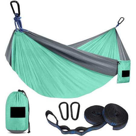 Hamaca de camping de nailon, hamaca doble portátil, accesorios de camping para exteriores 