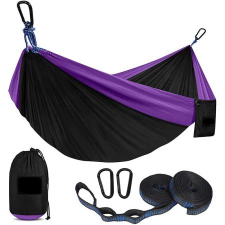 Hamaca de nailon paracaídas, hamaca para acampar al aire libre con accesorios para exteriores 