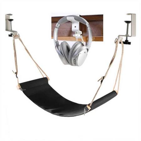 Hamaca para pies debajo del escritorio Hamaca portátil para pies de escritorio con soporte para auriculares 