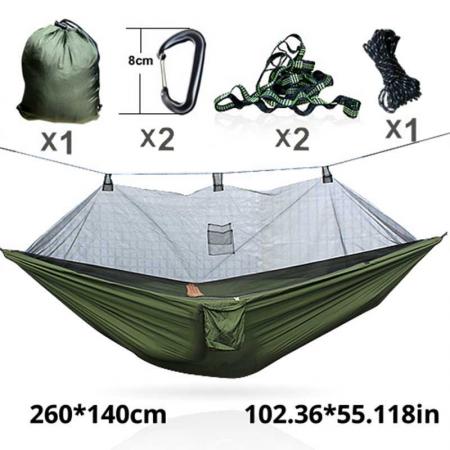 Hamaca de nailon para acampar, mosquitera con correa de árbol resistente para viajes, mochileros, senderismo, actividades al aire libre 