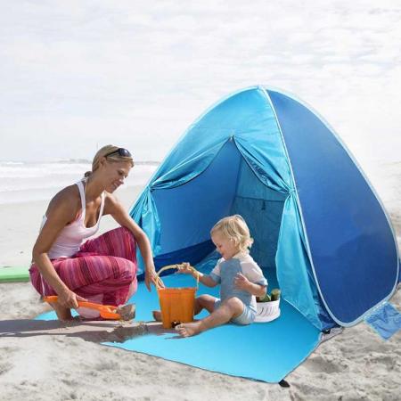 Ligero al aire libre de fibra de vidrio mochilero familia grande impermeable plegable militar automático pop-up carpa de playa
 