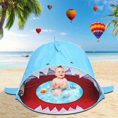 carpa de playa para bebés con piscina UPF 50+ refugio para el sol en la playa carpa al aire libre para bebés y niños
 