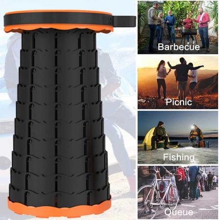 Taburete de plástico ligero portátil para viajes al aire libre, camping, pesca, taburete telescópico plegable
 