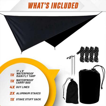 Lona de camping impermeable con 2 postes lonas parasol estera de picnic accesorios de camping para pesca senderismo
 