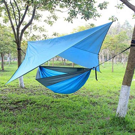 Hamaca para acampar al aire libre, lona para tienda de campaña con mosca para la lluvia/refugio parasol de playa
 