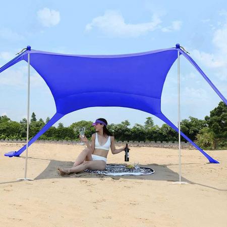 Toldo de lycra, carpa de playa emergente, toldo parasol UPF50 + con postes de aluminio
 
