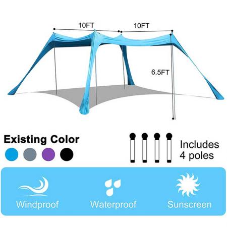 Carpa parasol de playa ligera portátil al aire libre con protección UV
 